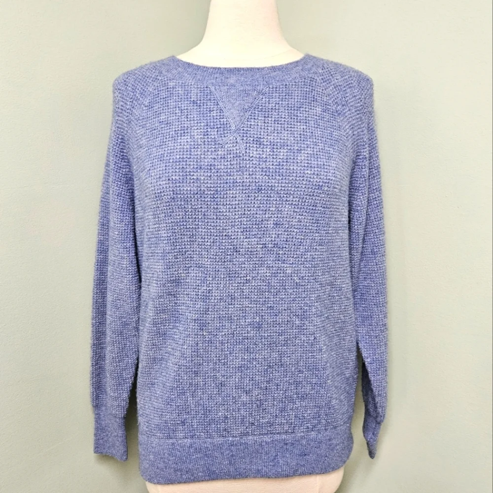 J. Crew Knit Crewneck Sweater Women's Blue Waffe Long Sleeve Size XS Like New